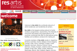 Res Artis www.resartis.org 메인화면