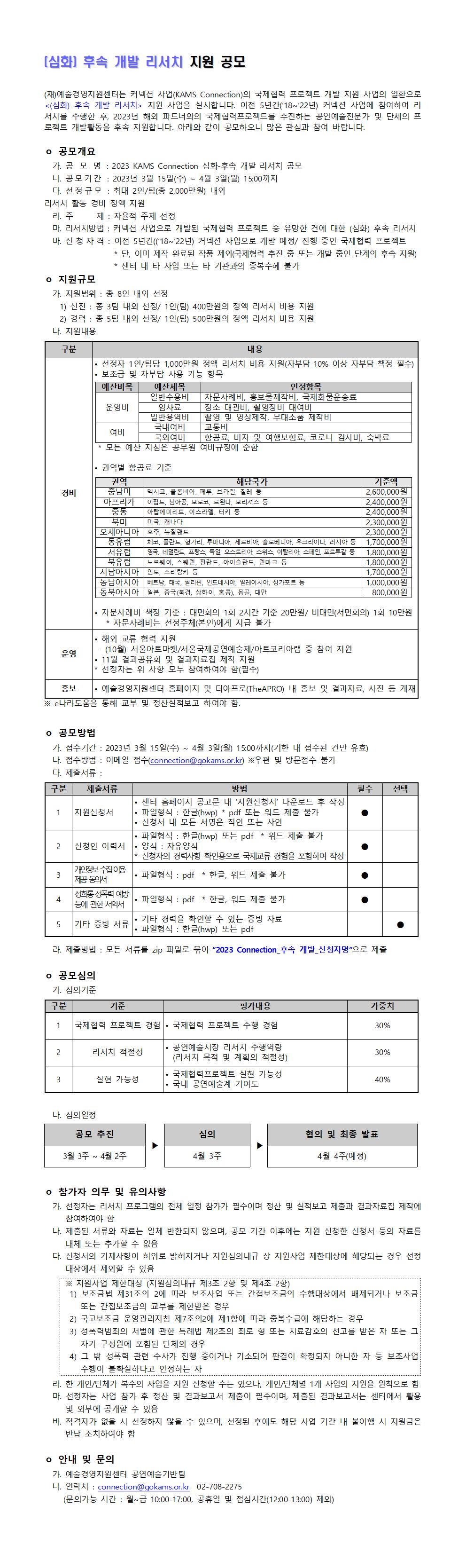 2023 KAMS Connection (심화) 후속 개발 리서치 지원 공모