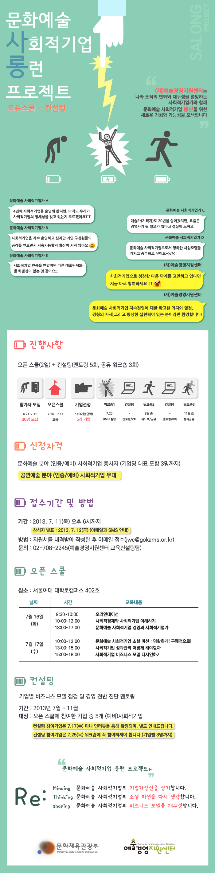 문화예술 사회적기업 롱런 프로젝트(교육+컨설팅) 참여 안내