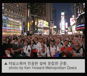 타임스퀘어 전광판 앞에 운집한 군중.