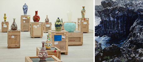 좌. 신미경, <트렌스레이션 시리즈>, 2006-2013, ©국립현대미술관/우. 공성훈, <담배 피우는 남자(절벽)>, 캔버스에 유채, 227.3x181.8(cm), 2013, ©국립현대미술관